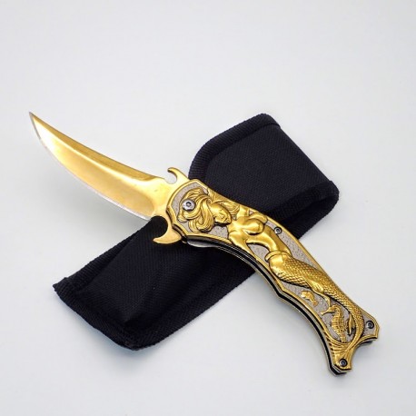 PK44 Couteau de poche - un Couteau semi-automatique GOLD