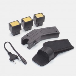 SP02 Electroshock Defensa Personal + linterna LED + Alarm + Láser + 3 cartuchos de aire